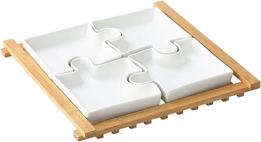 TOMYEUS Obstkörbe Kreativer Keramikfruchtplatte Snack Dessertplatte geteiltes Gitter Teller Haus Nachmittag Tee Dessert Teller Snack Teller Obstschale