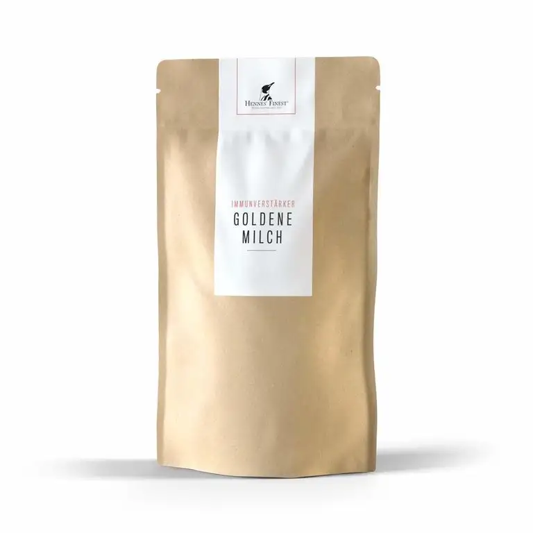 Hennes Finest Goldene Milch Pulver (Kurkuma Extrakt & Piperin) - Kurkuma Pulver mit weiteren Gewürzen zur Herstellung von Kurkuma Latte (Golden Milk), Curcuma Extrakt Latte Pulver