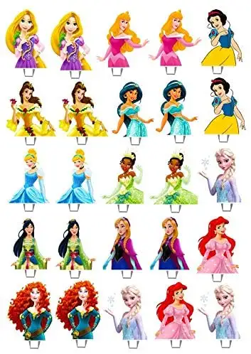 25 x Disney Princess Essbar Peper Cup Cake Stand Up Topper Bild BB