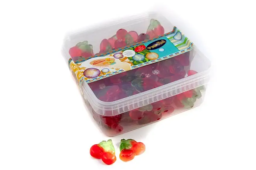 Fruchtgummi Kirschen - zuckerfrei - in einer praktischen AromaFrischeNaschbox 1kg - Deine Naschbox.