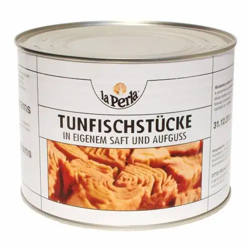 Thunfisch La Perla 'Thunfischstücke in eigenem Saft und Aufguss', 1705 g