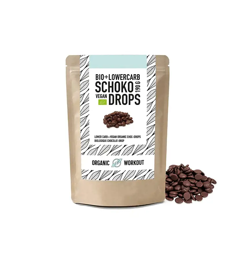 Bio Lower-Carb Schokodrops | Gesüßt mit Erythrit ohne Zucker-Zusatz*, Vegan, zum Naschen oder Backen - Zuckerfrei Optimal für Low-Carb & Kohlenhydratereduziert - Ketogene Ernährung