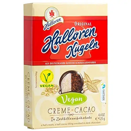 Original Halloren Kugeln CREME - CACAO IN ZARTBITTERSCHOKOLADE (125 Gramm) VEGAN