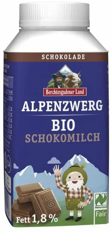 Berchtesgadener Land Bio Alpenzwerg Bio-Schokomilch für Kinder 1,5% Fett (6 x 236 ml)