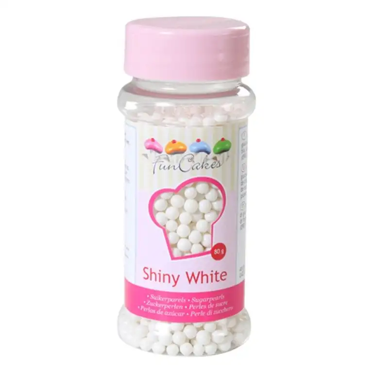 FunCakes Zuckerperlen glänzend weiß 4mm-80