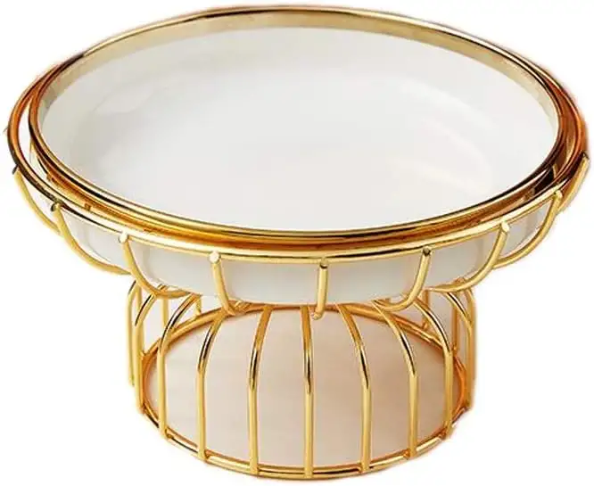 XMING Keramik Hoch Obstteller Net Promi-Startseite Wohnzimmer Nordic Ins Modern Licht Luxus Snack Snack Erweiterte (Color : White, Size : S)