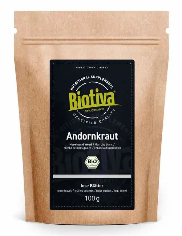 Andornkraut Tee Bio 100g - Weißes Andorn Kraut geschnitten - Arzneipflanze 2018 - Marrubium vulgare - abgefüllt und kontrolliert in Deutschland (DE-ÖKO-005)