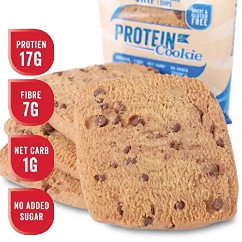 Justine's low carb Cookie mit Schokoladenstückchen | Kohlenhydratarm 17,6g pro 64g (Portionsgröße) | Proteinreich | Ohne Zuckerzusatz | Glutenfrei | Ohne Weizen | 8 x 64g