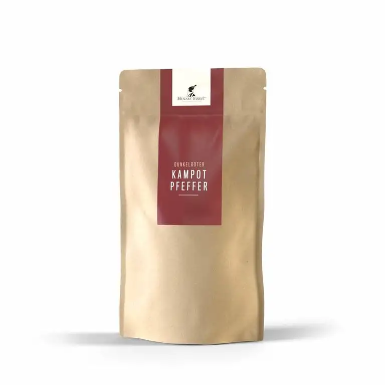 Hennes Finest Kampot Pfeffer Dunkelrot - 100g Dunkelroter Kampot Pfeffer, Dunkelroter Pfeffer ganz, Pfeffer für Mühle, Dunkelroter Pfeffer Kampot, ganze dunkelrote Pfefferkörner, Kambodscha Pfeffer