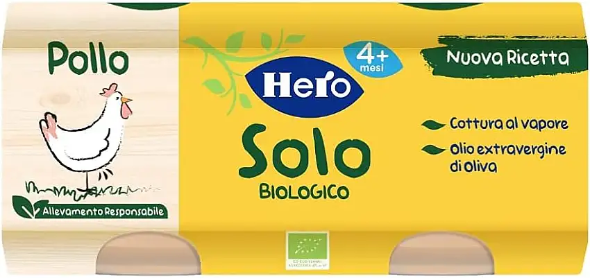 Hero Baby Solo Huhn Omogenisiert 100% Bio, 2er Pack (2 x 80 g)