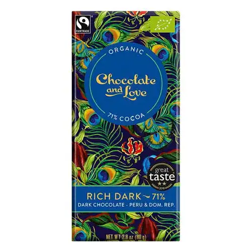 Chocolate and Love, Dunkle Schokolade Rich Dark, Peru und Dom. Republik, BIO & Fairtrade, 71%, [2 x 80g.]