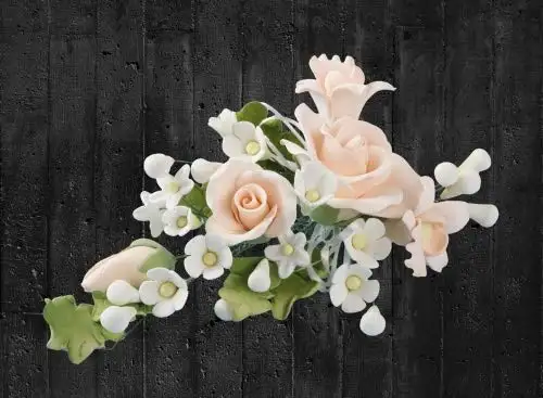 Cake Company Zuckerblumenboquet Rose 1 Stück apricot 1er Pack (1 x 74 g)