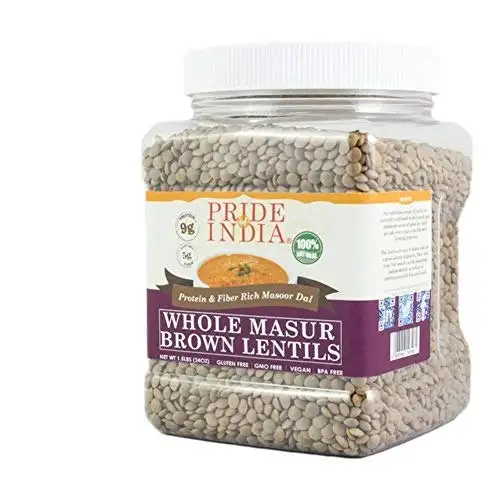 Pride Of India indische ganzes braun hochrot masur Linsen Protein und ballaststoffreiche ganz masoor, 3 Pfunde Glas