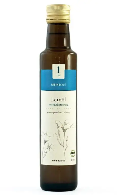 MeineÖle Bio Leinöl 750ml, erste Kaltpressung aus ausgesuchter Leinsaat, immer 24h bis 48h vor dem Versand frisch gepresst, elegante Glasflasche mit sehr praktischem Ausgießer