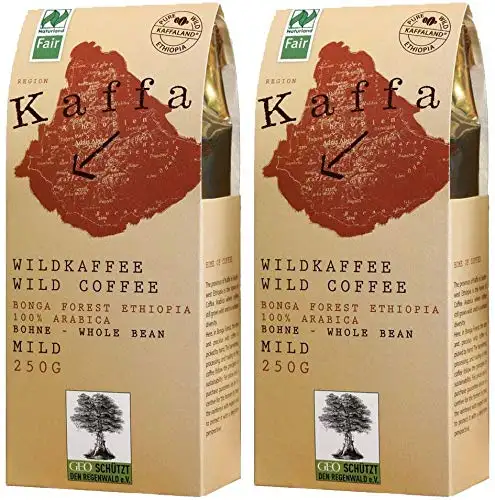 Original Food Kaffa Wild-Kaffee mild ganze Bohne 2er-Pack (2x 250g) bio vegan fair Arabica MildBohx2