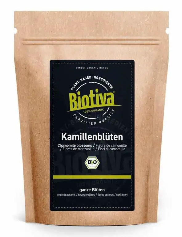 Kamillen-Blüten Tee Bio 250g - EU - Anbau - Hochwertigste Bio-Kamillenblüten - Kamillentee - Abgefüllt und kontrolliert in Deutschland (DE-ÖKO-005)
