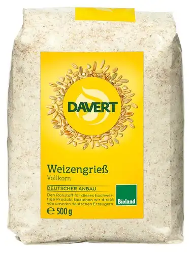 Davert Weizengrieß "So nah, so gut", 8er Pack (1 x 500 g) - Bio