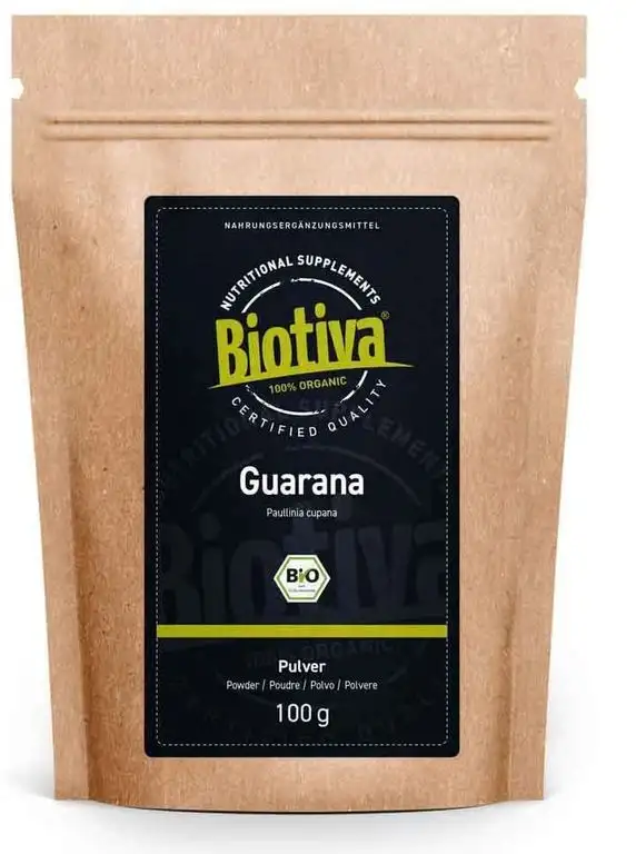 Guarana Pulver Bio - 100g reines Guaranapulver - Energizer - garantiert ohne Zusatzstoffe - hergestellt und kontrolliert in Deutschland (DE-ÖKO-005) - 100% Vegan