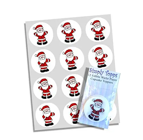 12 weihnachtsmann reis papier cupcake deckel 40mm Weihnachtsmann kuchen dekoration