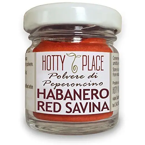 HABANERO RED SAVINA Chili Pulver - schmackhaft, duftend, dieder Stärkste Habanero der Sorte MITTEL SCHARF 10g glas