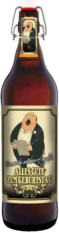 Alles Gute zum Geburtstag - 1 Liter Flasche Bier mit Bügelverschluss