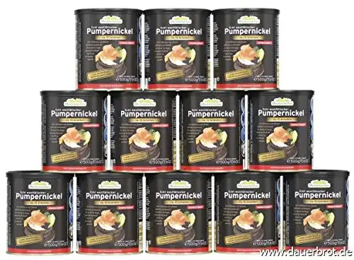 12 x 500g Dosenbrot (6,0 kg) Pumpernickel echt westfälisch, von Mestemacher, tafelfertig geschnitten