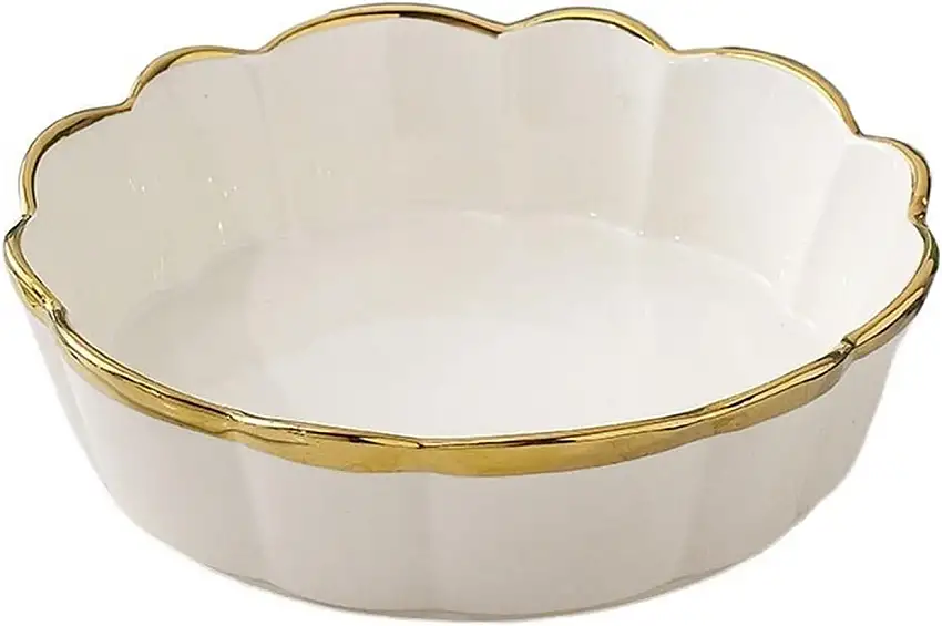 TOMYEUS Obstkörbe Moderne minimalistische Snackschale Home Couchtisch Obstplatte Großkapazität Salat Schüssel leichte Luxus Keramikblumenform Topf Obstschale (Color : White)