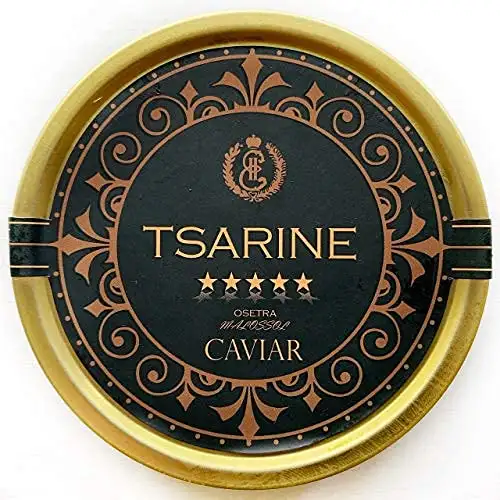 50 g Schwarzer Störkaviar | Sibirischer Stör | Acipenser baerii | Fischkaviar | Malossol-Kaviar | Schwarzer Kaviar | Marke - TSARINE Caviar | Kostenlose Express-Kühllieferung