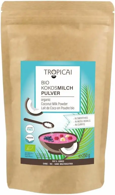 Tropicai Bio-Kokosmilchpulver - ohne Zusatzstoffe / maltodextrinfrei, 250 g