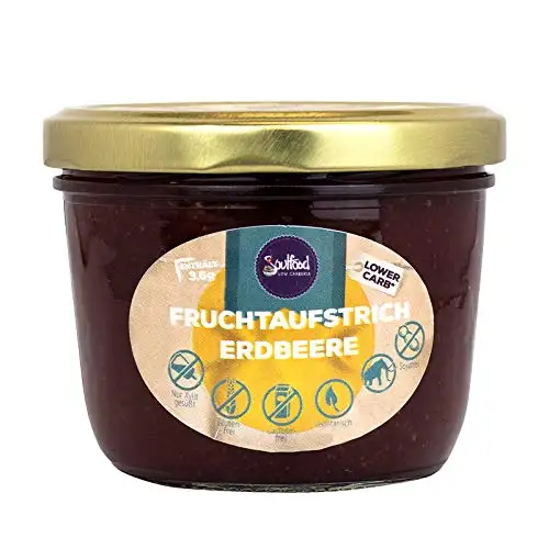 Soulfood Lowcarberia Erdbeer Fruchtaufstrich homemade, 1er Pack (1 x 220 g)