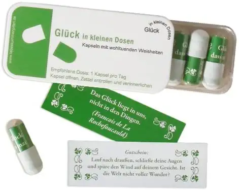 Kapseln 'Glück' in kleinen Dosen