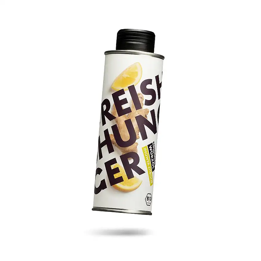 Reishunger BIO Würzöl Ingwer Zitrone, 250ml – Vegan, glutenfrei & ohne Zusatzstoffe – Öl zum Würzen von aromatischen Wok-Gerichten, sommerlicher Pasta oder pur zum Dippen