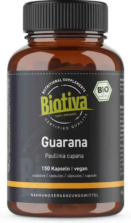 Guarana Kapseln Bio - 150 x 500mg - koffeinhaltig - natürlich - biologisch - ohne Zusatzstoffe - hergestellt und kontrolliert in Deutschland (DE-ÖKO-005) - Vegan