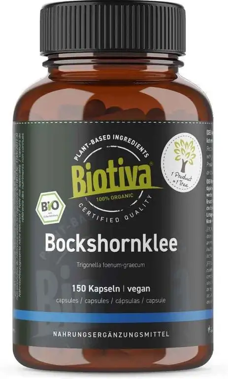 Bockshornklee-Samen Bio Kapseln 150 Stück - 600mg Bockshornkleesamen Pulver - Trigonella Foenum-Graecum - ohne Zusätze, Trennmittel - vegan - Stillzeit, Milch, Haare - (DE-ÖKO-005)