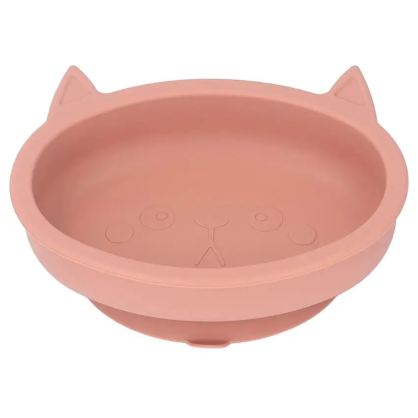Futternapf für Kleinkinder, Hübscher Saugnapf für, Cartoon-Katzenform, Flexibler, Sicherer Speisenapf aus Silikon für Kleinkinder (ORANGE)