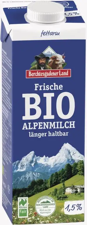 Berchtesgadener Land Bio Frische Bio-Alpenmilch länger haltbar 1,5% Fett (6 x 1000 ml)