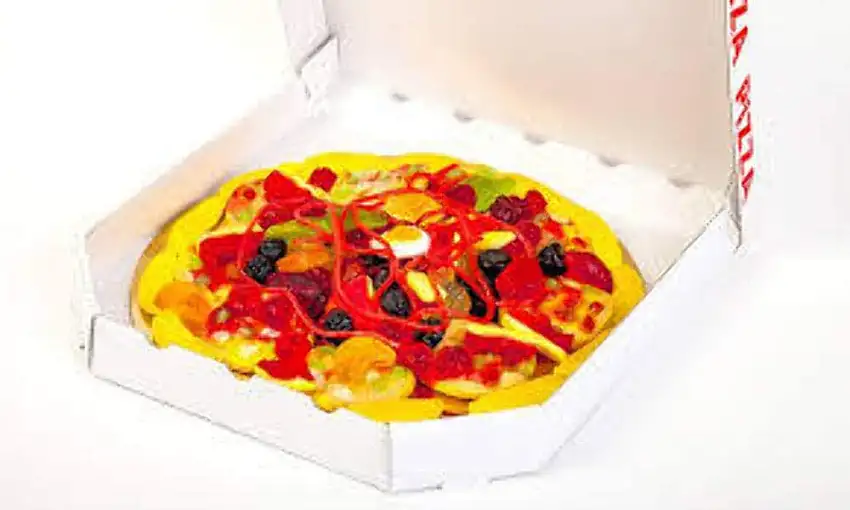 Look O Look Candy Pizza - Kreation aus Fruchtgummi und Schaumzucker im original Pizzakarton, 435 g