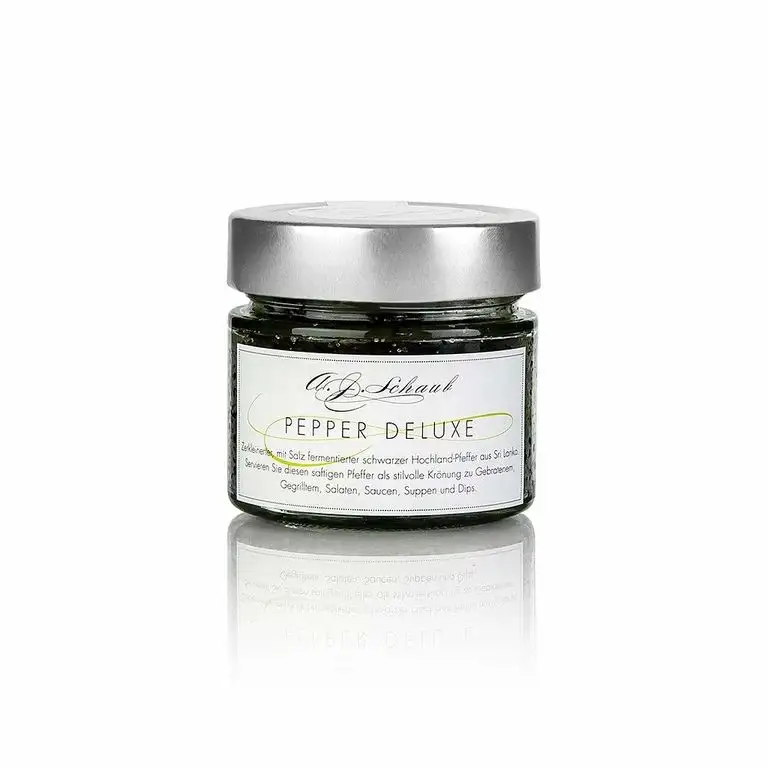 Schaub Spices Pepper Deluxe Schwarzer Pfeffer, mit Meersalz fermentiert, zerkleinert, 100g
