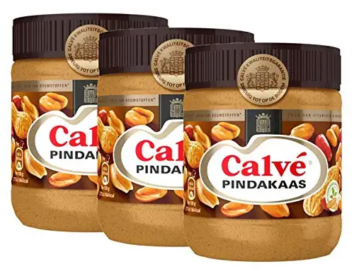 Calvé Pindakaas 3 x 350g - Erdnußbutter - Peanut Butter - Ohne Zuckerzusatz