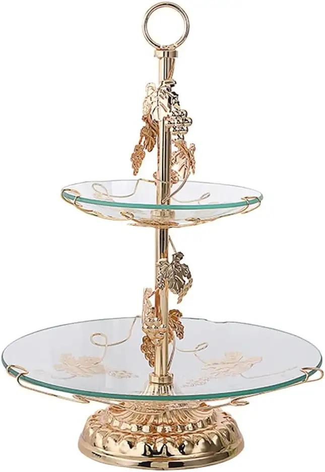 GJRFYJ 2-stöckiger Dessertständer, Obstschale, Cupcake-Ständer, Tortenständer, Serviertablett, Obstheber for Hochzeit, Geburtstagsfeier, Dekoration, Ornament (Color : A, Size : 18x42cm)
