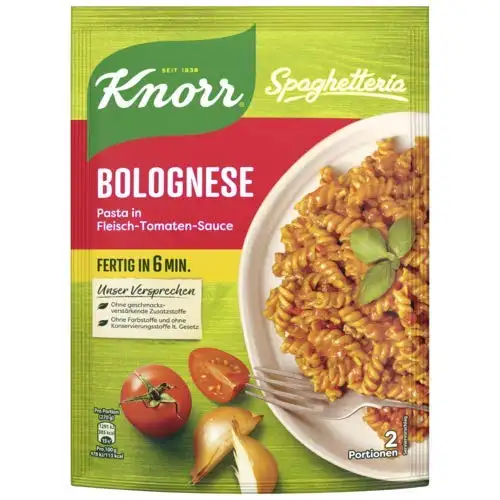 Knorr Spaghetteria Bolognese Pasta in Fleisch-Tomaten-Sauce, 10er Pack (10 x 160 g)