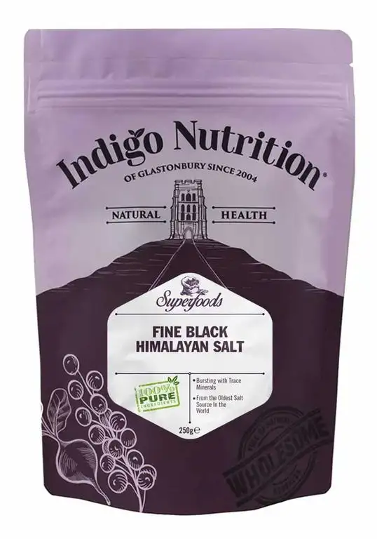 Indigo Herbs Himalaya Schwarz Kristallsalz - Fein - 250g | Ur Kristall Salz aus Salt Range |