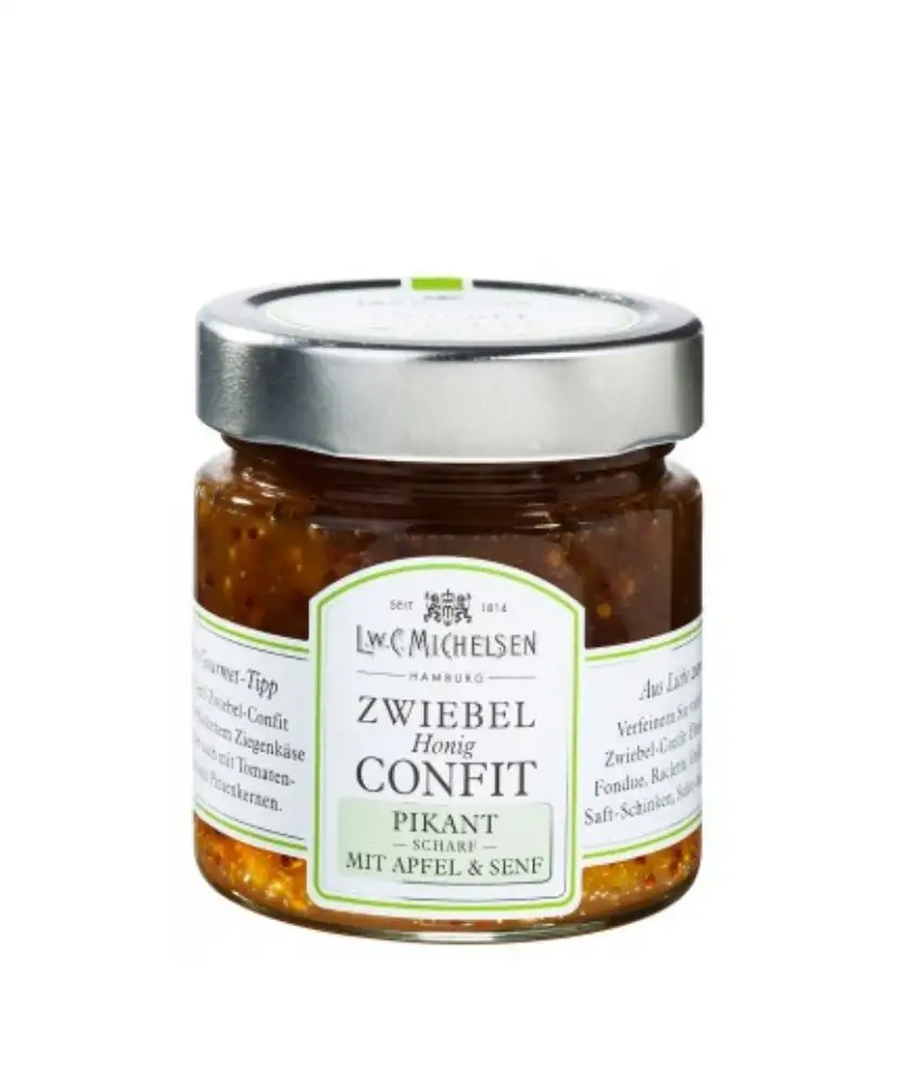 L.W.C. Michelsen - Zwiebel Confit -pikant- (225g) | mit Apfel & Honig | natürlich, ohne Zusätze | Zwiebelconfit als Alleskönner | für Pasta, Raclette oder Fondue