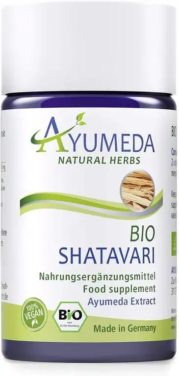 Ayumeda BIO Shatavari Extrakt | Ayurveda für Frauen | Asparagus racemosus | Indischer Spargel | mit 176,4 mg Saponinen | Geprüfte Qualität | Made in Germany | 60 Kapseln | 100% BIO | 100% Vegan