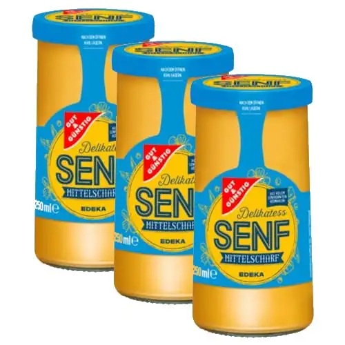 Gut und Günstig Delikatess Senf, mittelscharf, 250ml, 3er Pack