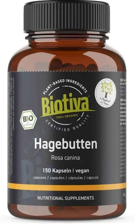 Hagebuttenkapseln Bio - 650mg - EU Anbau - 150 Kapseln - ohne Zusätze - Hagebutte - Höchste Reinheit - Abgefüllt und kontrolliert in Deutschland (DE-ÖKO-005)