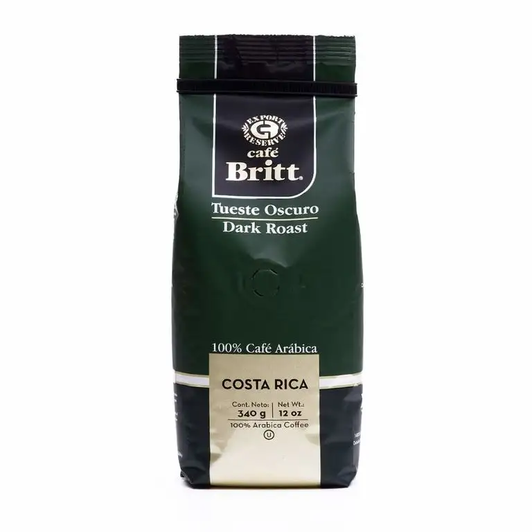 Gourmet Café Britt Costa Rica Tueste Oscuro / Dark Roast 100% Café Arábica ganze Bohnen, 340 g Packung