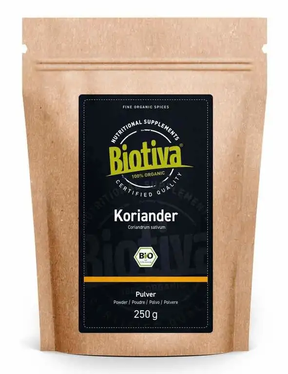Koriander Bio gemahlen 250g - Hochwertigste Bio-Qualität aus dem Mittelmeerraum - 100% Bio-zertifiziert in Deutschland (DE-ÖKO-005) - Perfekt zu indischen und asiatischen Gerichten