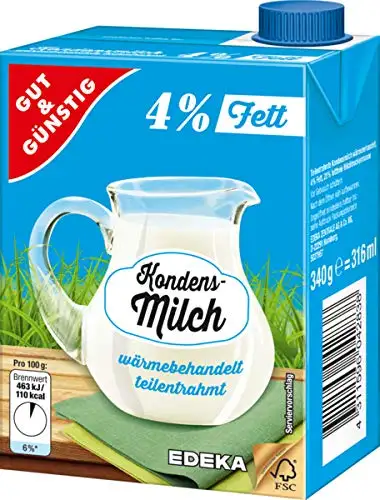 Gut und Günstig, Kondensmilch 4%, 16er Pack (16 x 340g)