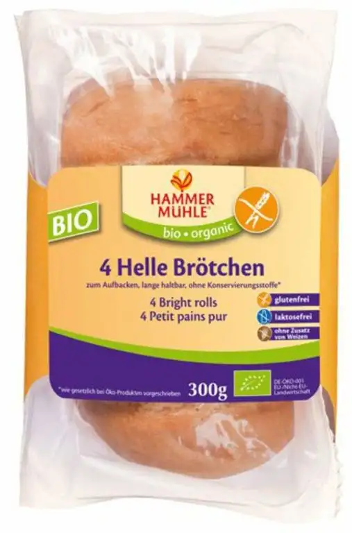 Hammermühle organic Bio BIO Helle Brötchen glutenfrei, 4 Stück (1 x 300 gr)